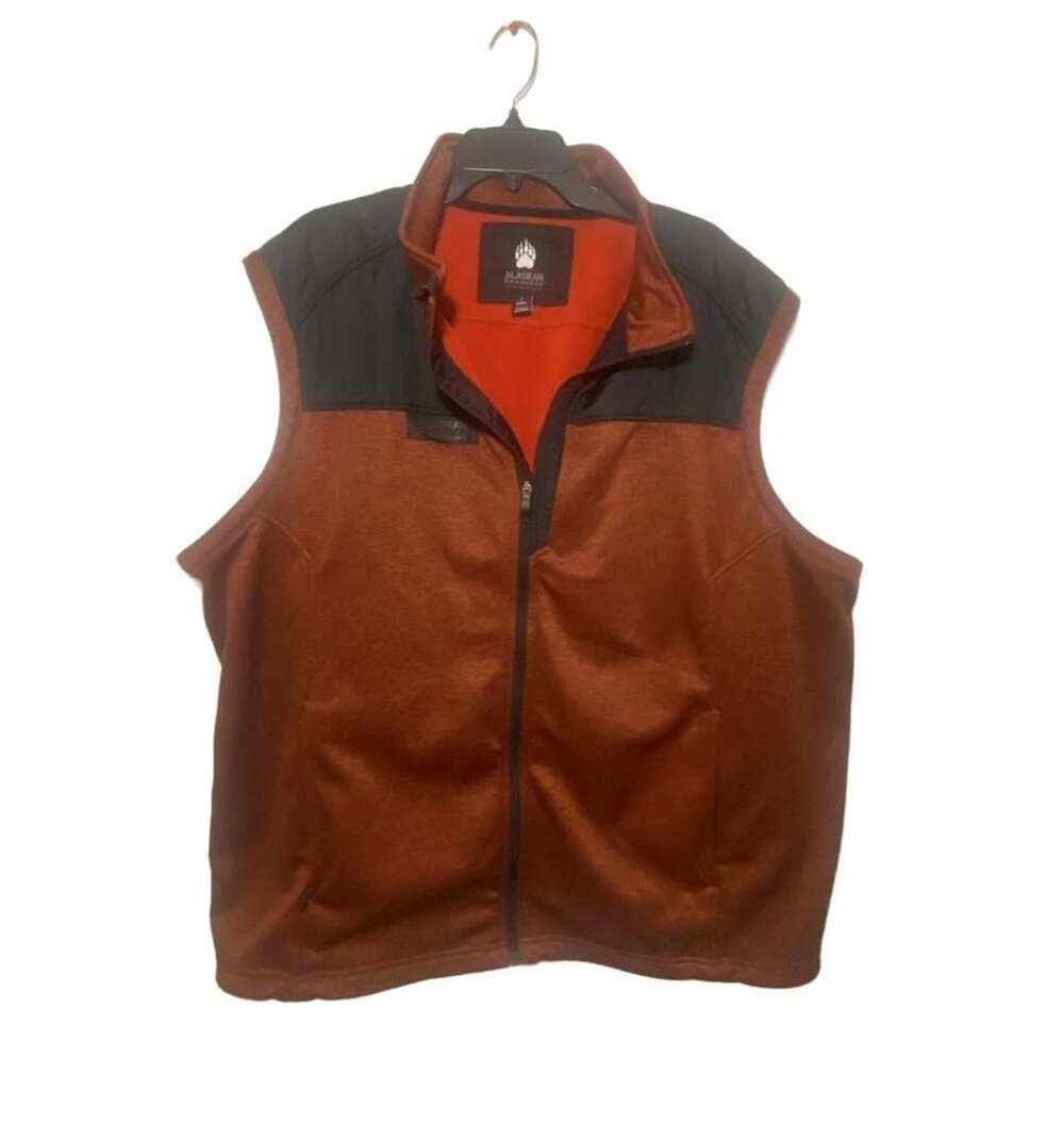 Alaskan Hardgear AKHG Men’s 3XL Fleece Vest Orange Black Full Zip Anti-Snag